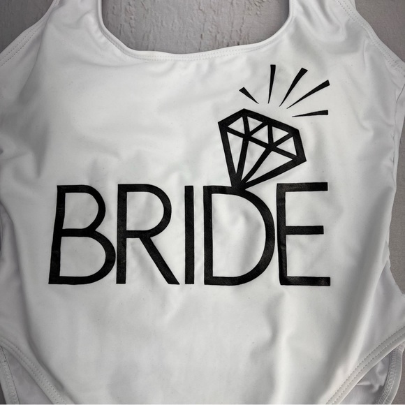 NWOT Bride Letter Print Diamond Pattern One Piece Swimsuit Bathing Suits Size S - Picture 6 of 17